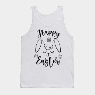 Happy Easter Bunny Rabbit Face Funny Easter Day Women Girls black Tank Top